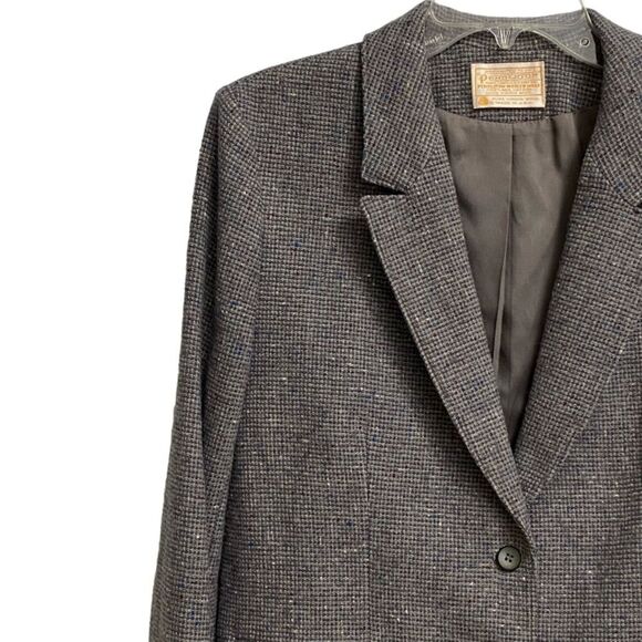 Vintage Pendleton Two Button Virgin Wool Tweed Blazer Women's Sz M/L Grey Preppy - Picture 4 of 15